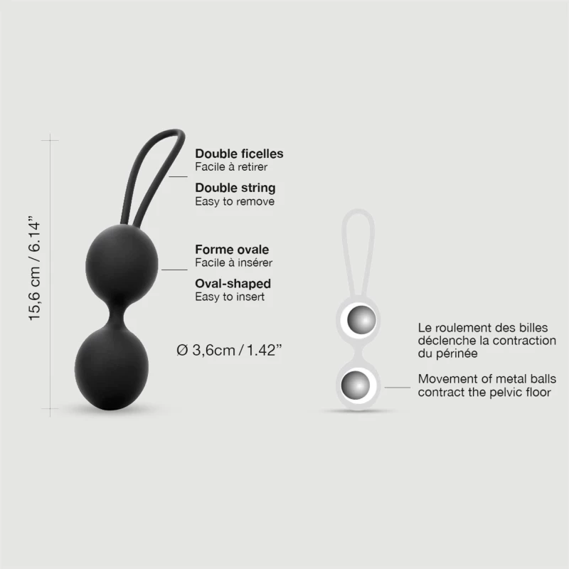 Κολπικές Μπάλες Σιλικόνης Dual Silicone Kegel Balls - Μαύρες