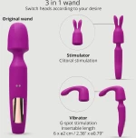 Δονητής Μασάζ 3 σε 1 R-Evolution Premium Silicone 3 in 1 Massage Vibrating Wand - Μωβ