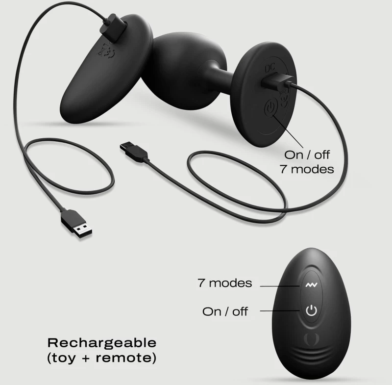 Ασύρματη Δονούμενη Σφήνα Σιλικόνης Geisha Remote Controlled Silicone Vibrating Infinite Butt Plug Large - Μαύρη