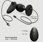 Ασύρματη Δονούμενη Σφήνα Σιλικόνης Geisha Remote Controlled Silicone Vibrating Infinite Butt Plug Large - Μαύρη