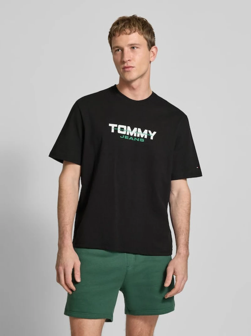 Tommy Jeans ανδρικό βαμβακερό regular t-shirt μαύρο DM0DM22550-BDS