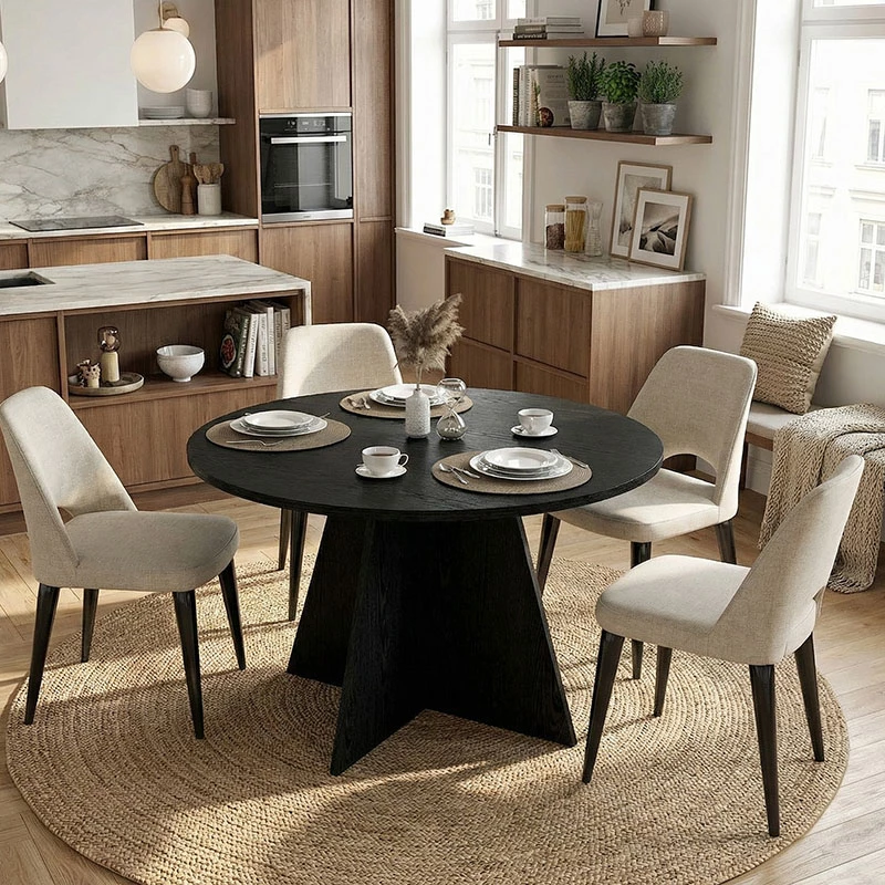 Τραπέζι Tailor Megapap χρώμα sencron black Ø120x75,7εκ. | GP042-0371,3