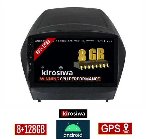 KIROSIWA 8GB + 128GB HYUNDAI IX35 (2010 - 2015) Android οθόνη αυτοκίνητου με GPS WI-FI (ηχοσύστημα αφής 9" ιντσών OEM Youtube Playstore MP3 USB Radio Bluetooth Mirrorlink DSP Apple Carplay Android Auto 4G Sim Card 4x60W, AUX) RX-9358