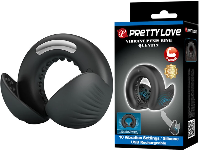 PRETTY LOVE - QUENTIN PENIS RING WITH TESTICULAR STIMULATOR
