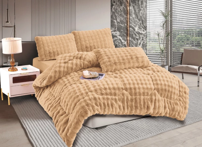 Κουβερτοπάπλωμα burble (170cm x 240cm   50cm x 70cm) ανοιχτό καφέ
