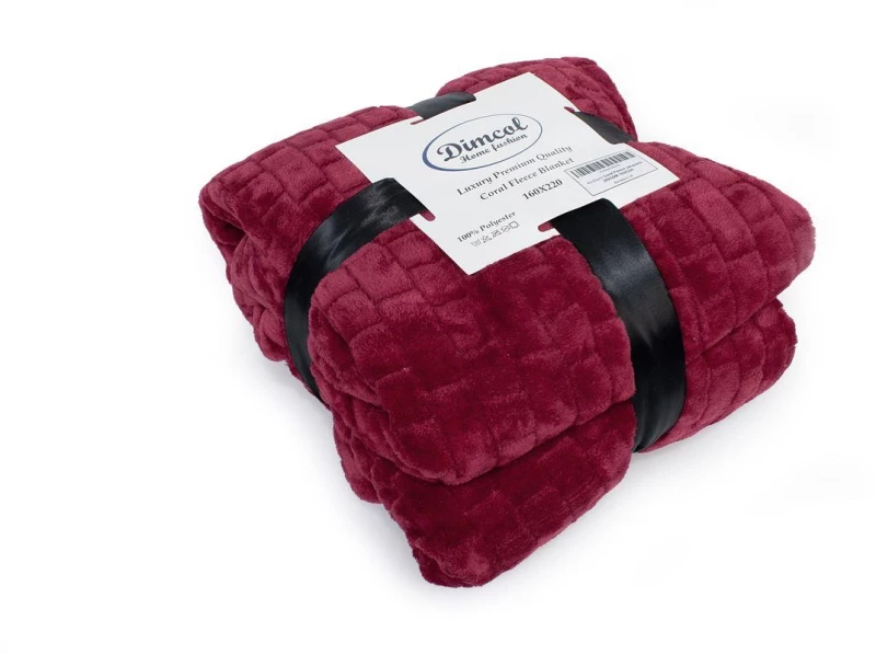 Κουβέρτα Coral Fleece Jacquard Brick 04 220X240 Bordeaux 100%  Polyester