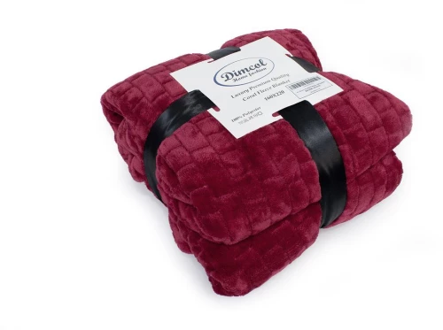 Κουβέρτα Coral Fleece Jacquard Brick 04 220X240 Bordeaux 100%  Polyester