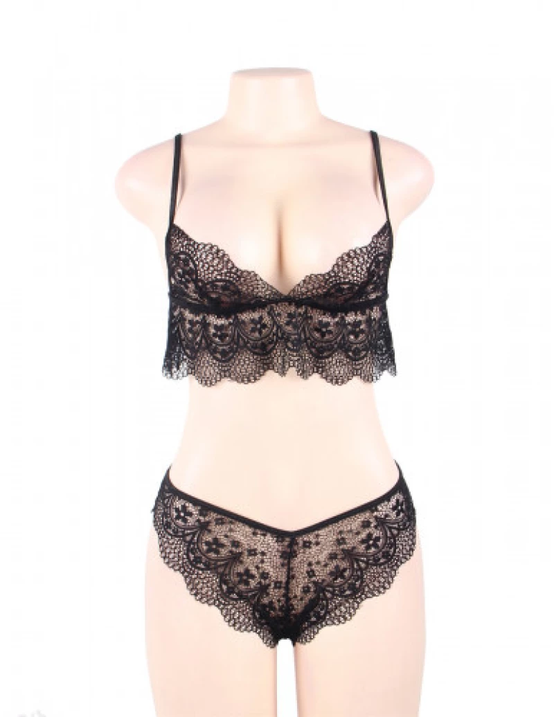 Coquette Bralette Lingerie Set Black
