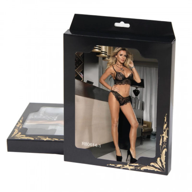 Coquette Bralette Lingerie Set Black
