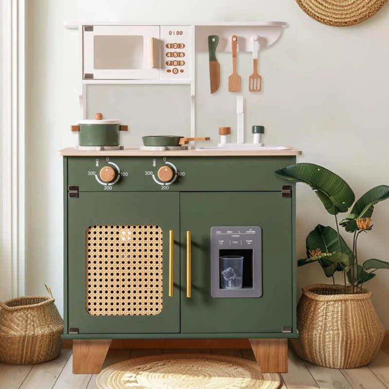 Ξύλινη παιδική κουζίνα με κατσαρολικά - Vintage green - Robud