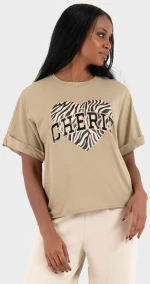 Μπλούζα κοντομάνικη γυναικεία "Cherie" μπεζ