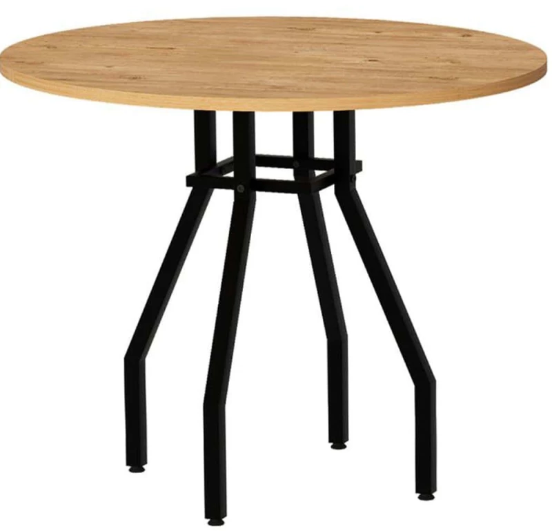Τραπέζι Roma 0276838 Φ80x75cm Oak Μοριοσανίδα, Μέταλλο