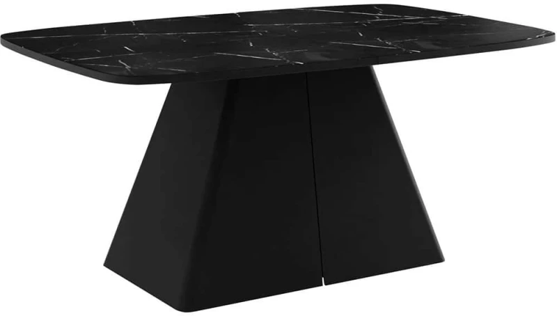 Τραπέζι Επεκτεινόμενο Nova 163085759 180/256x110x76cm Marble Effect Black Ατσάλι,Μοριοσανίδα