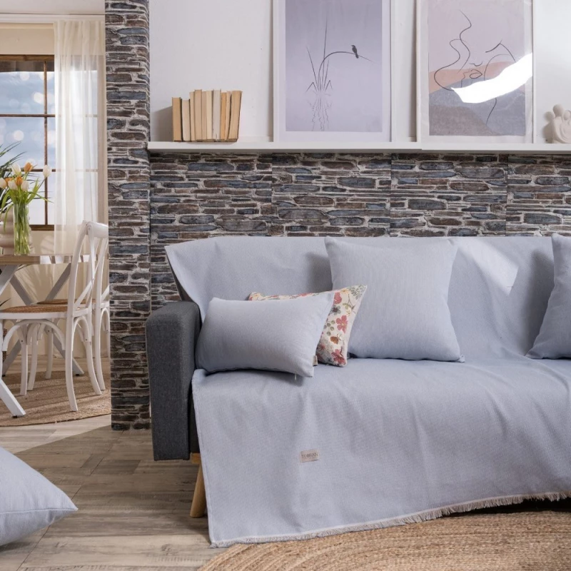 Ριχτάρι Bari 05 Blue Teoran Διθέσιο 180x250cm Βαμβάκι-Πολυέστερ