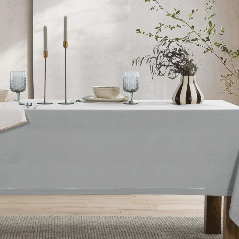 Τραπεζομάντηλο Steady Light Grey Nef-Nef Homeware Διάμετρος 180cm 100% Βαμβάκι
