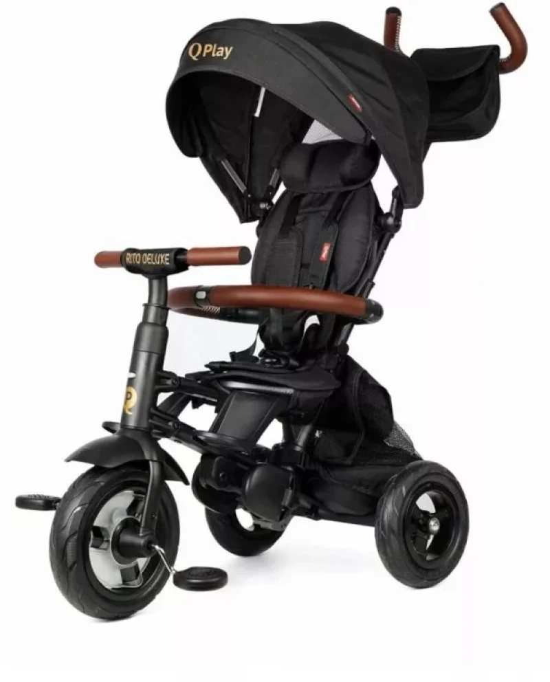 QPlay Τρίκυκλο Ποδήλατο Rito Deluxe Air Gel Wheels, Black
