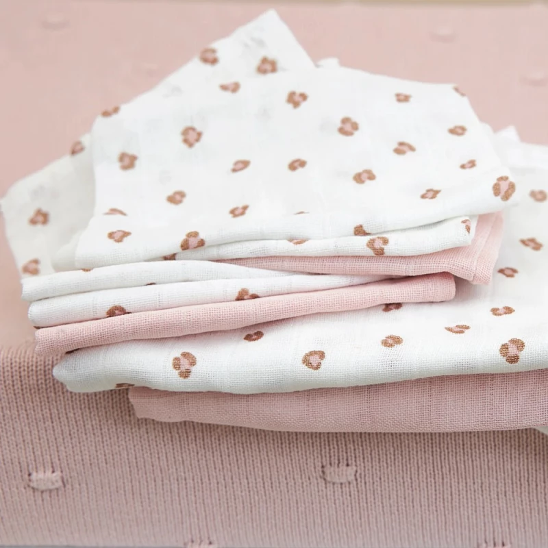 Meyco Σετ 3 Απορροφητικές Λαβέτες/Μουσελίνες Mini Panther Soft Pink - 30x30cm