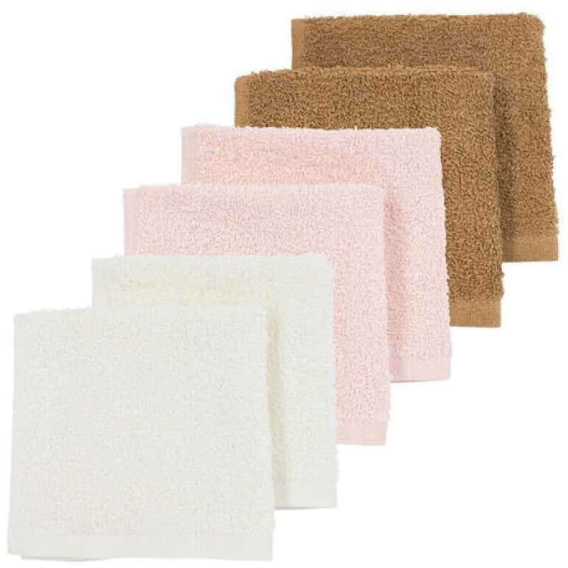 Meyco Πετσετάκια Λαβέτες Πακέτο των 6 Offwhite/Soft Pink/Toffee (30x30cm)