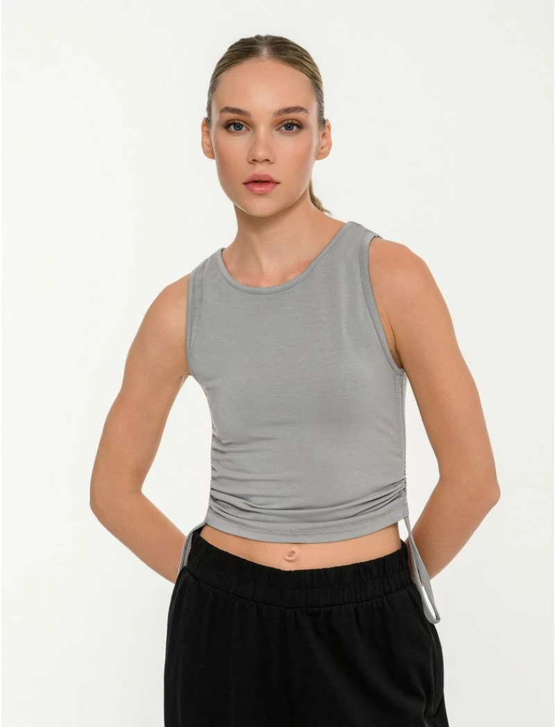 BDTK FLOW CROP TOP SLEEVELESS 1261-907620 1261-907620-00509 BODY TALK Γκρι