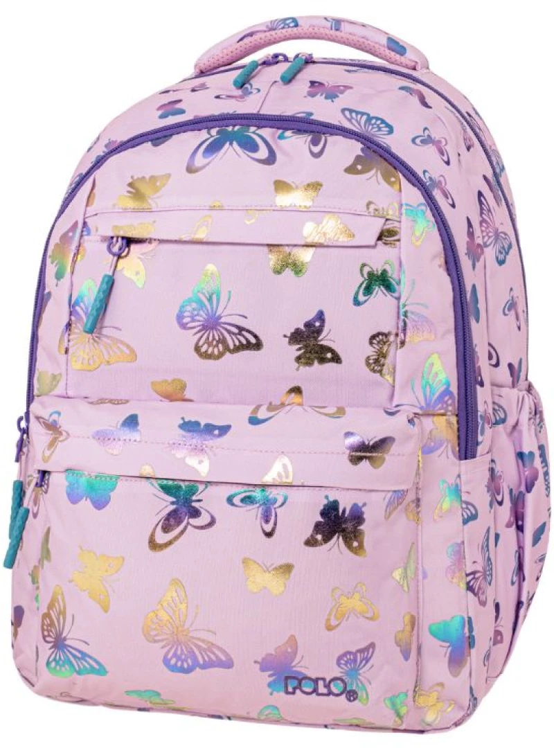 Σακίδιο Polo Sparkle Butterflies 15.6" Πλάτης Ροζ 901061-8436