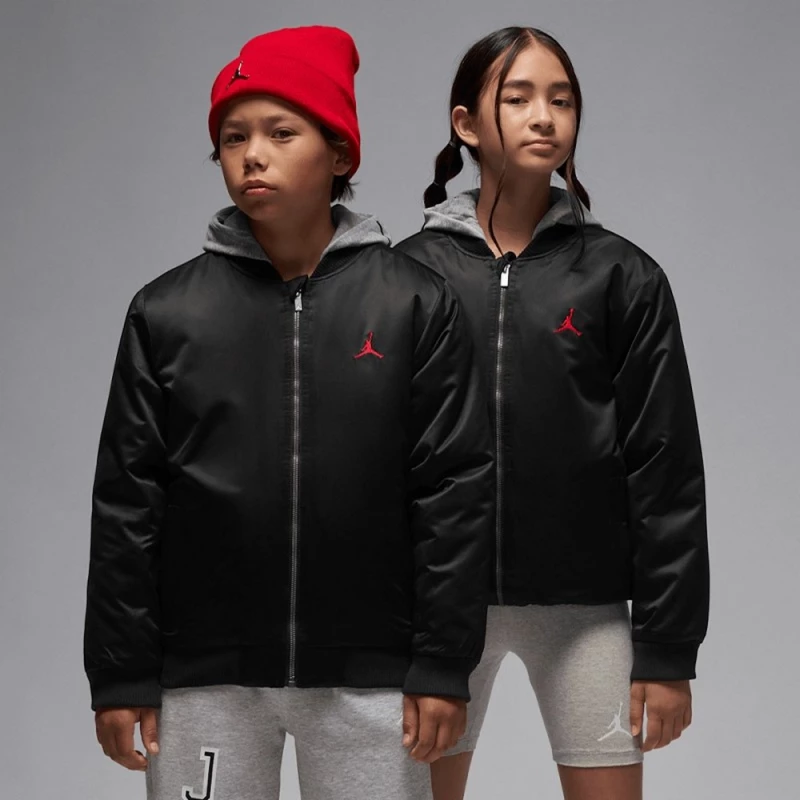 JORDAN JDN BIG LOGO HOODED BOMBER 95D647-023 NIKE Μαύρο