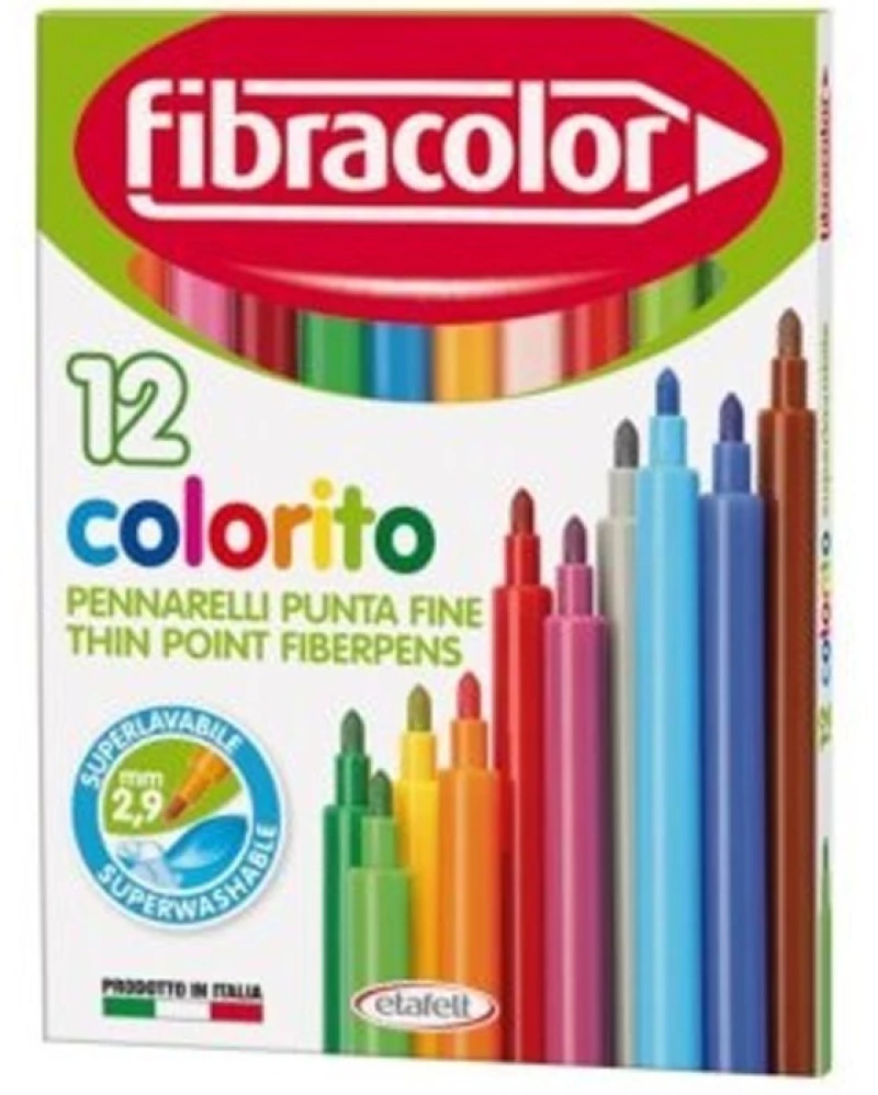 Μαρκαδόροι λεπτοί Fibracolor Colorito 12τμχ