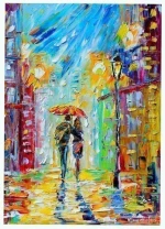 Puzzle Enjoy Bροχερό ειδύλλιο στην πόλη 1000 κομμάτια 68x48cm