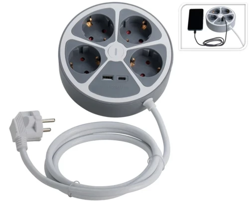 Πολύπριζο - 4 Schuko - USB A+C