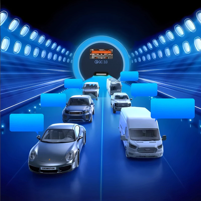 Dudao R4Ultra 120W Power Delivery Quick Charge LED Car Charger USB-A USB-C - Gray