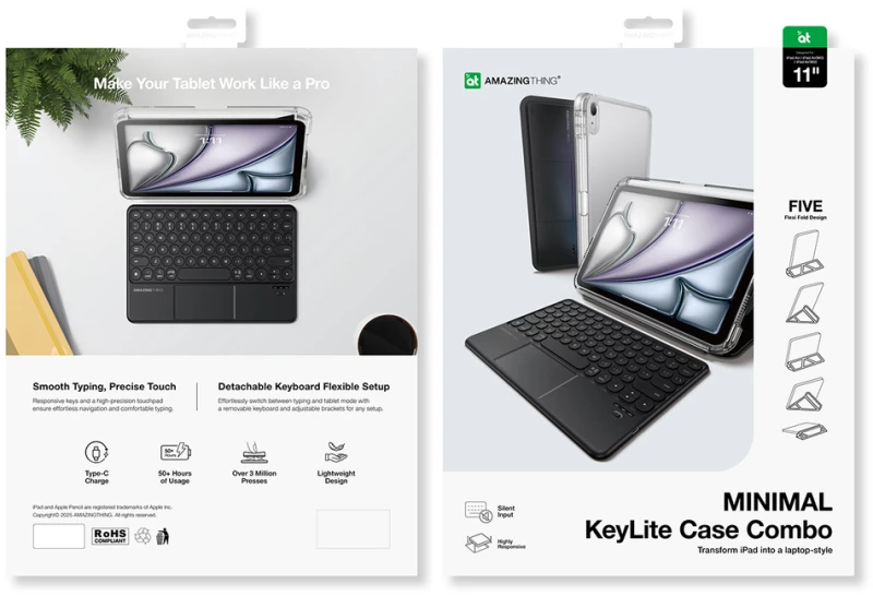 AmazingThing Minimal Case Keylite Combo Keyboard Case for iPad Air M3 13" - Black