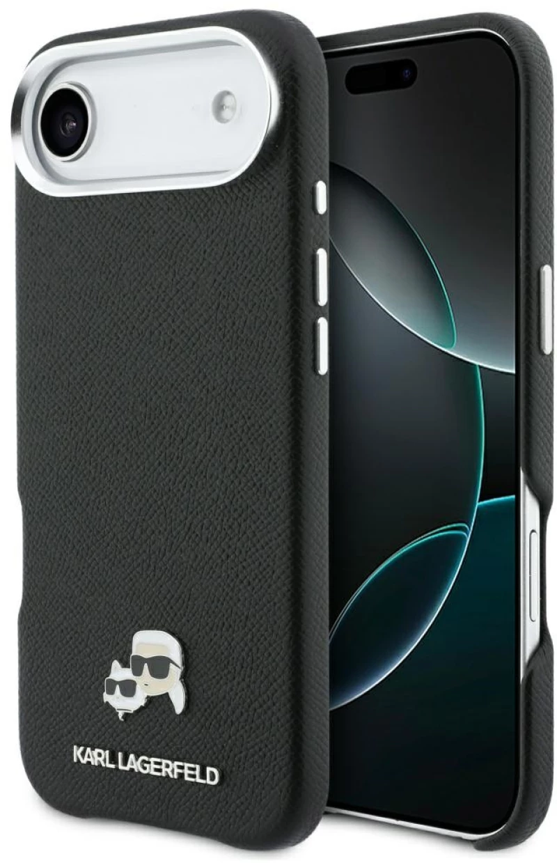 Karl Lagerfeld Karl & Choupette Head Pins Saffiano MagSafe Case for iPhone Air - Black