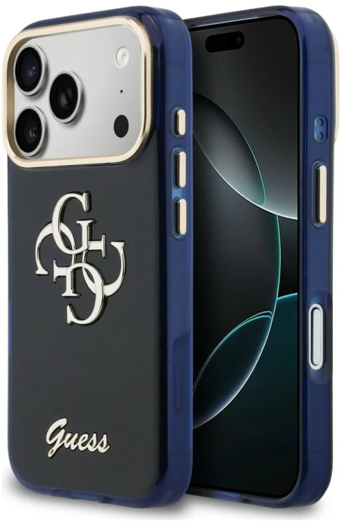 Guess IML 4G Script Metal Case for iPhone 17 Pro - Blue