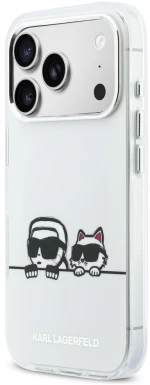Karl Lagerfeld IML Karl & Choupette Peekaboo Logo MagSafe Case for iPhone 17 Pro Max - White