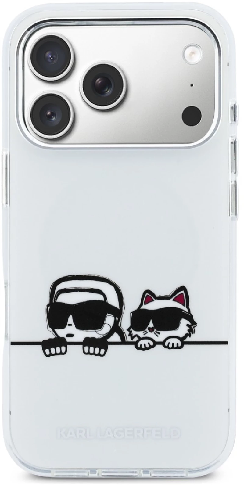 Karl Lagerfeld IML Karl & Choupette Peekaboo Logo MagSafe Case for iPhone 17 Pro Max - White