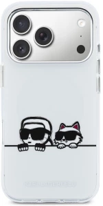 Karl Lagerfeld IML Karl & Choupette Peekaboo Logo MagSafe Case for iPhone 17 Pro Max - White
