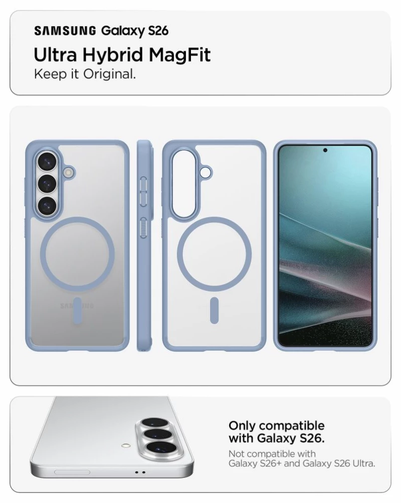 Spigen Ultra Hybrid Mag MagSafe Case for Samsung Galaxy S26 - Clear Blue