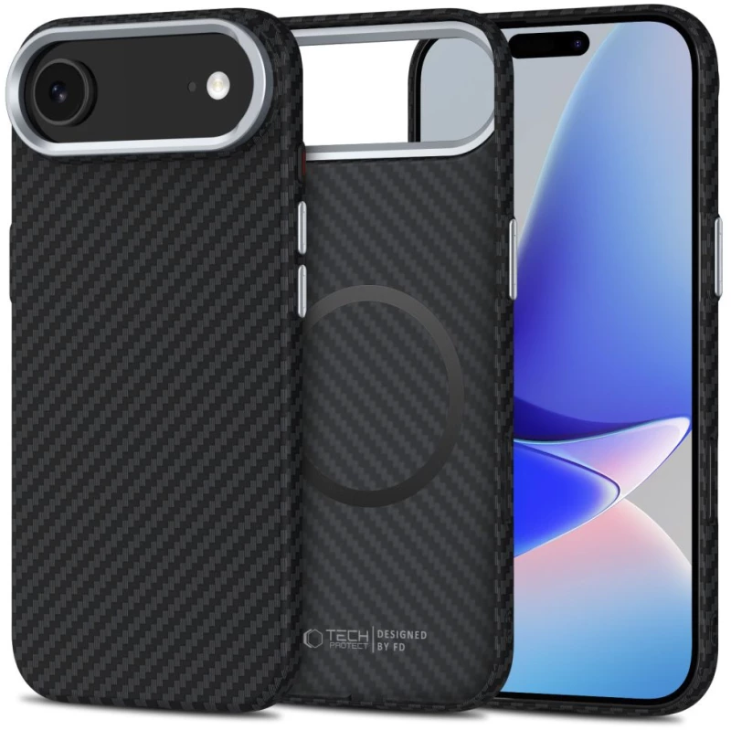 Tech-Protect Ion Carbon MagSafe Case for iPhone 17 Air - Black and Silver