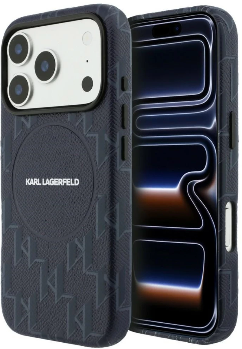 Karl Lagerfeld Monogram Logo MagSafe Case for iPhone 17 Pro Max - Blue