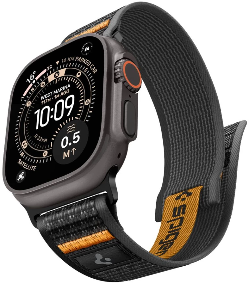 Spigen Athlex Air 2 Strap for Apple Watch (44 / 45 / 46 / 49 mm) - Black and Orange