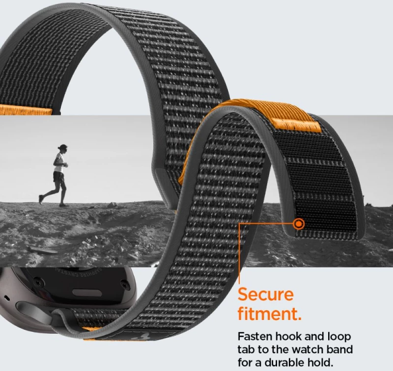 Spigen Athlex Air 2 Strap for Apple Watch (44 / 45 / 46 / 49 mm) - Black and Orange