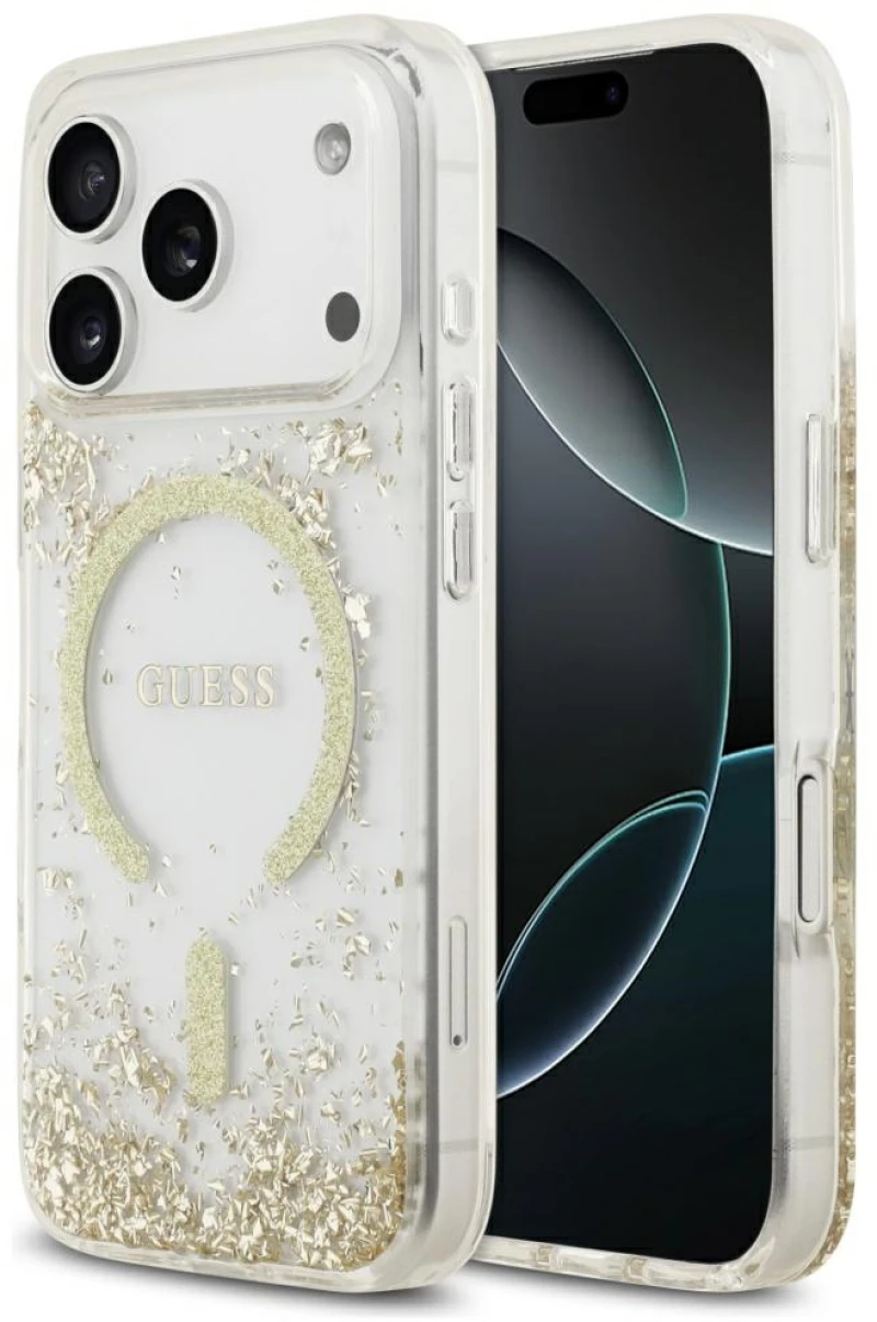 Guess Resin Bottom Glitter MagSafe Case for iPhone 17 Pro - Gold