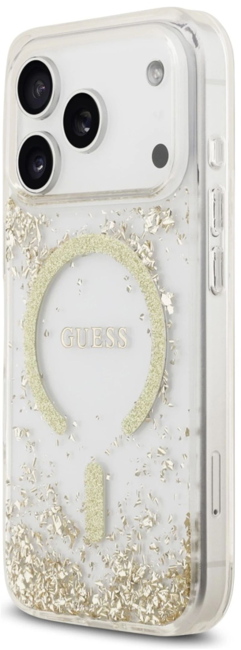 Guess Resin Bottom Glitter MagSafe Case for iPhone 17 Pro - Gold