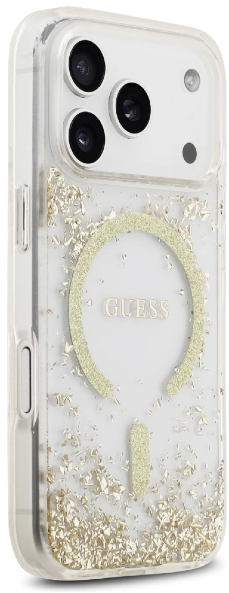 Guess Resin Bottom Glitter MagSafe Case for iPhone 17 Pro - Gold