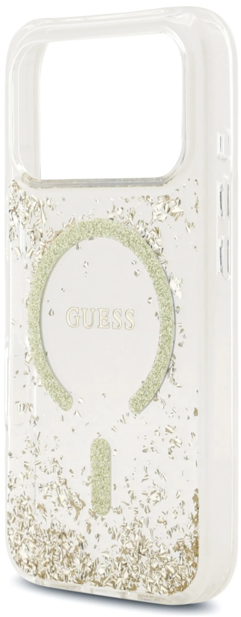 Guess Resin Bottom Glitter MagSafe Case for iPhone 17 Pro - Gold