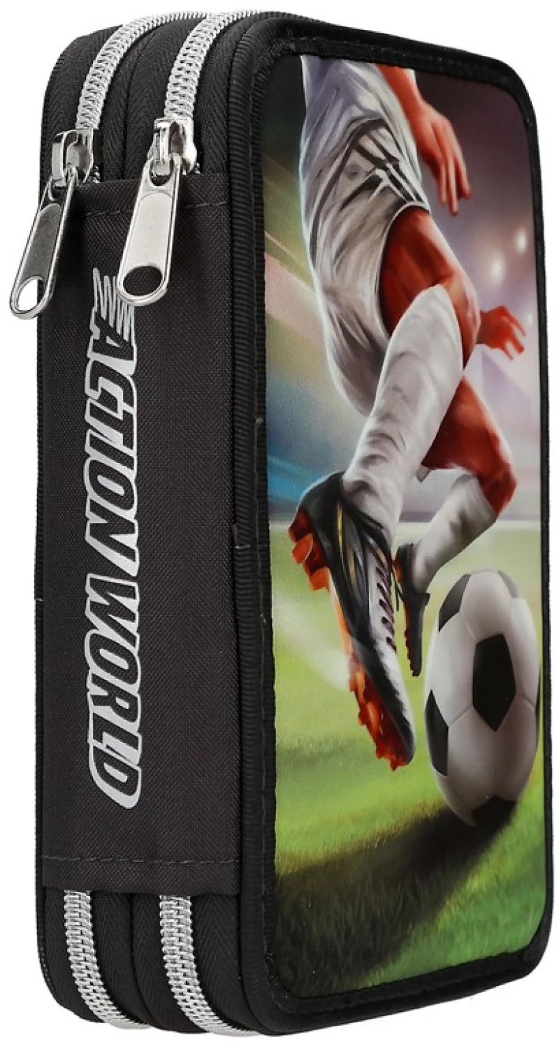 Dino World - Action Word Double Pencil Case Football - Dark Grey / Toys
