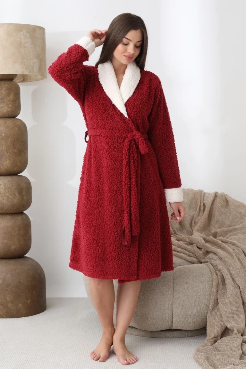 Γυναικεία Ρόμπα Fleece 0042 - ΚΡΑΣΟΥΛΙ