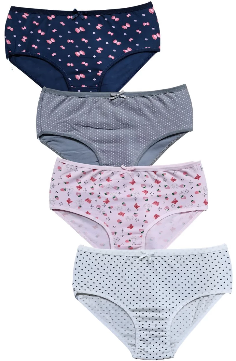 Γυναικεία Βαμβακερά Σλιπ σε Μεγάλα Μεγέθη 4Pack L1003 - ΠΟΛΥΧΡΩΜΟ