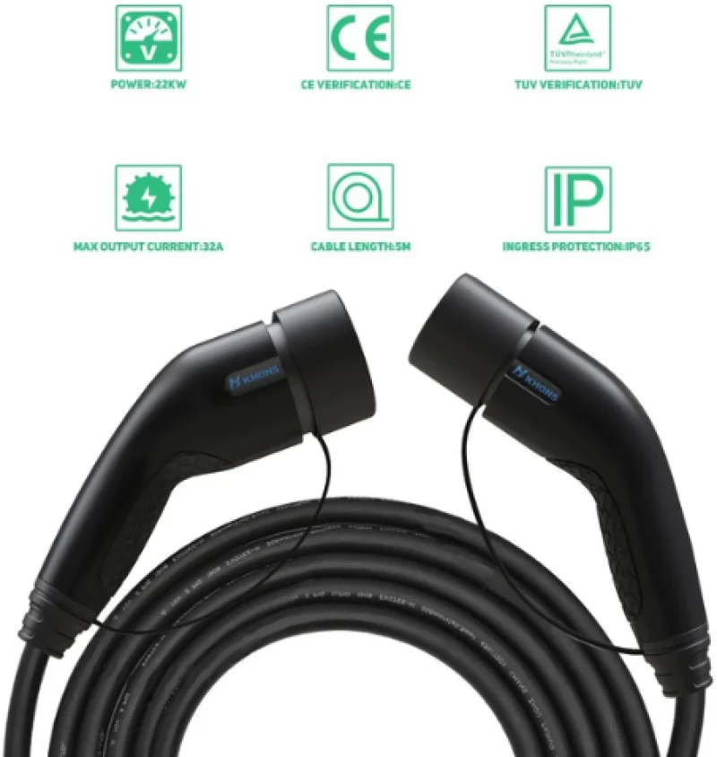 KHONS KH22K3235M EV Καλώδιο Φόρτισης Τριφασικό 5m 22KW 32A Type 2
