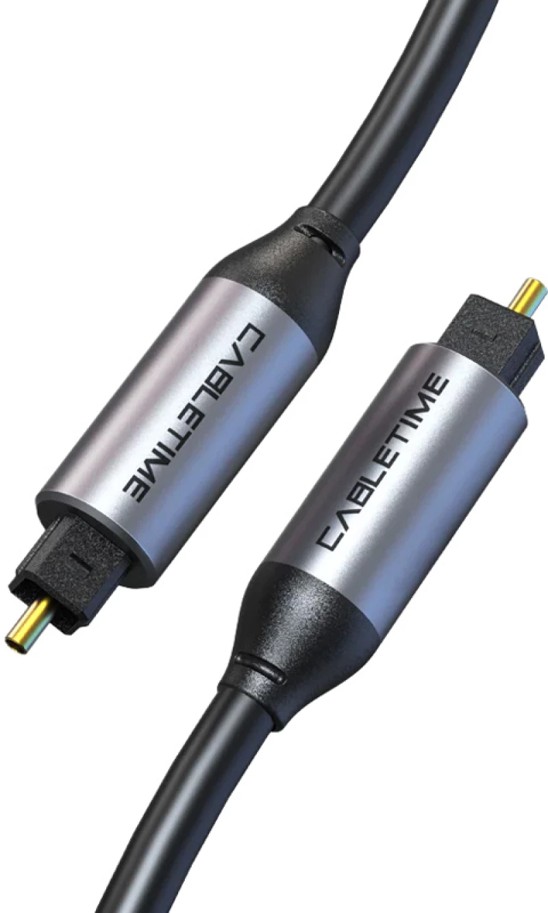 CABLETIME καλώδιο ήχου Toslink CT-AV380-P04GN  gold plated  5mm  1m  μαύρο
