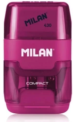 MILAN ξύστρα μολυβιών με κάδο & γόμα 1204703116  ροζ